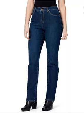 Gloria Vanderbilt Amanda Jeans 16 Short Blue Stretch Mid Rise Classic Straight